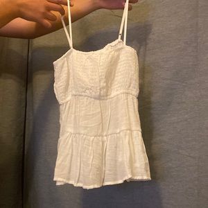 White sheer summertime top with adjustable straps